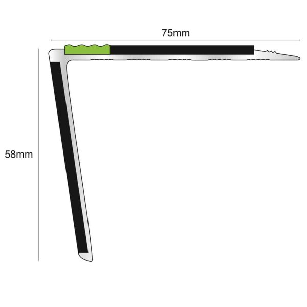 ASL28 75x58mm Rakeback Tredsafe DDA Compliant Aluminium Non Slip Stair Nosing Edge Trim With Pvc Insert - Image 2