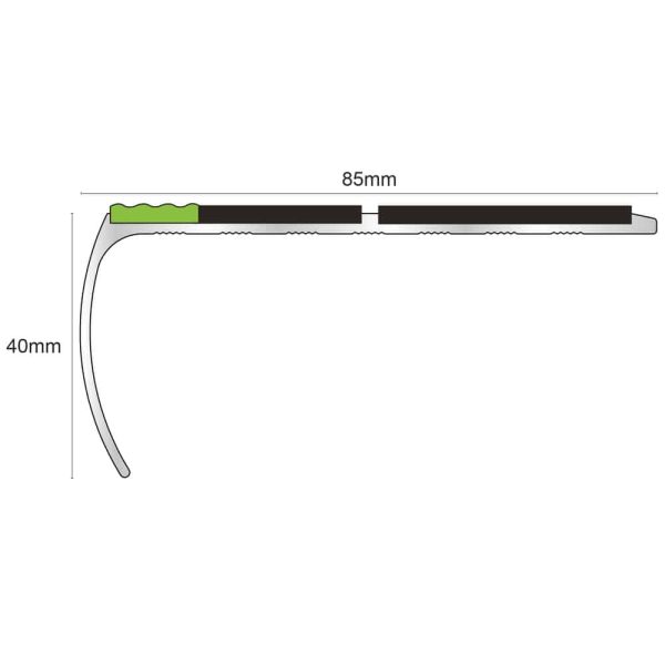 ASL29 87x40mm Tredsafe Aluminium Non Slip Stair Nosing Edge Trim With Pvc Insert - Image 2