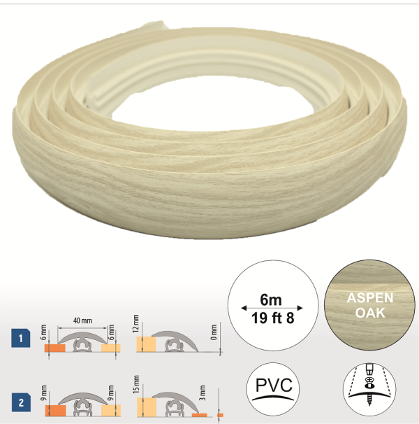 Flex Line 40mm Pvc Flexible Flooring Transition Profile Door Threshold - Image 7