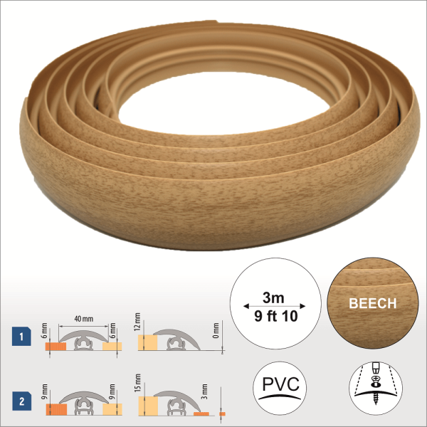 Flex Line 40mm Pvc Flexible Flooring Transition Profile Door Threshold - Image 8