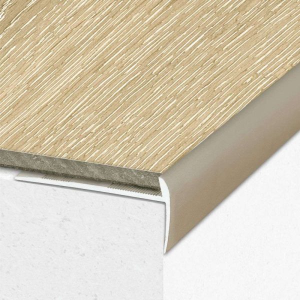 C27 44 x 20.5mm Anodised Aluminium LVT Stair nosing Edge Profile For 5mm Flooring