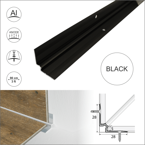 C31 28 x 28mm Anodised Aluminium LVT Stair nosing Inner Corner For 5mm Flooring - Image 3