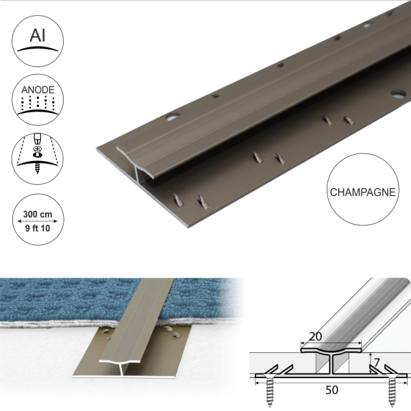 C61 20mm Anodised Aluminium Dual Edge Carpet Profile - Image 6