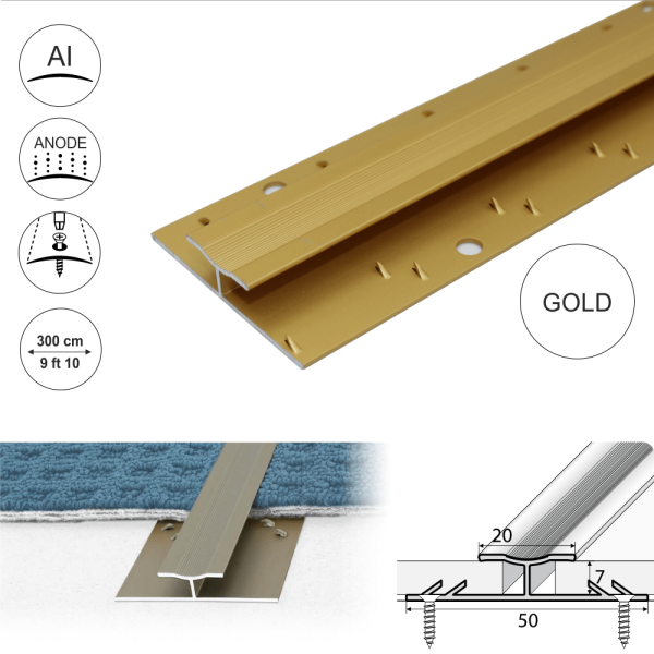 C61 20mm Anodised Aluminium Dual Edge Carpet Profile - Image 8