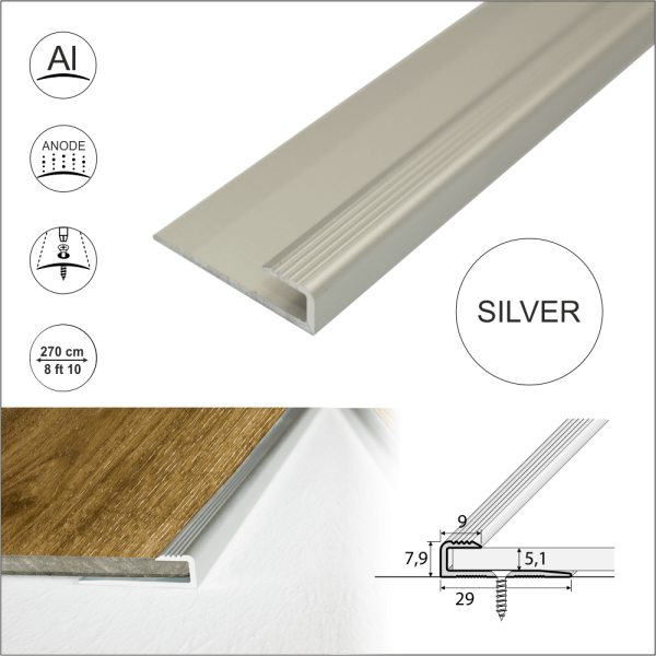 C63 Anodised Aluminium LVT U Edging Profile Threshold For 5mm Flooring - Image 12