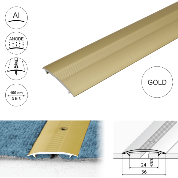 C68 36mm Anodised Aluminium Carpet Cover Strip Profile - Image 5