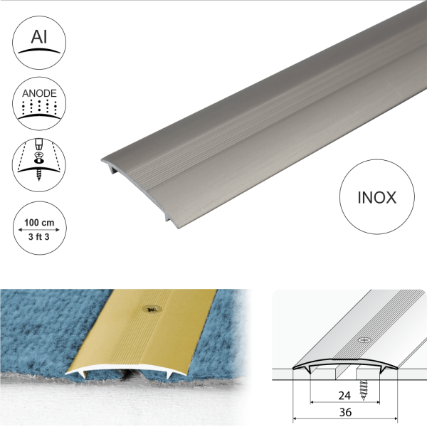 C68 36mm Anodised Aluminium Carpet Cover Strip Profile - Image 7