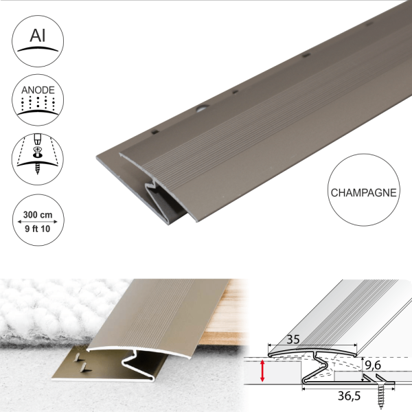 C69 35mm Anodised Aluminium Z Carpet Profile - Image 6