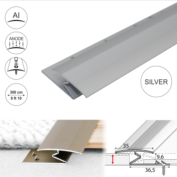 C69 35mm Anodised Aluminium Z Carpet Profile - Image 12