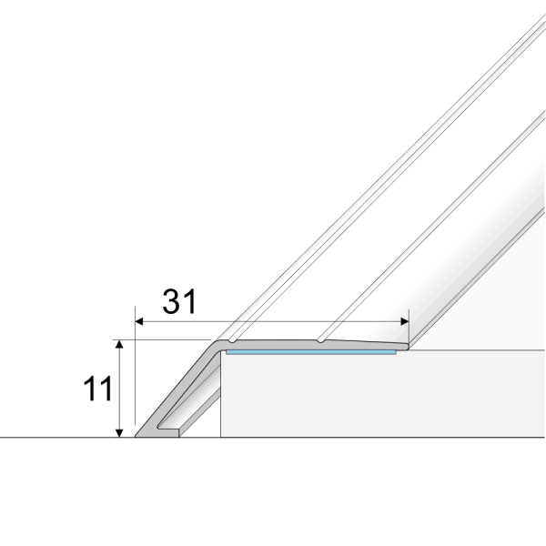 A45 31mm Aluminium Wood Effect Self Adhesive Door Threshold Ramp Profile - Image 2