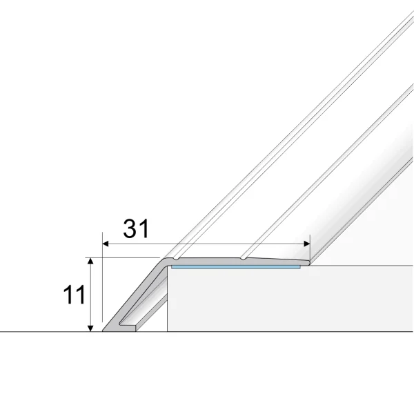 A45 31mm Anodised Aluminium Self Adhesive Door Threshold Ramp Profile - Image 2