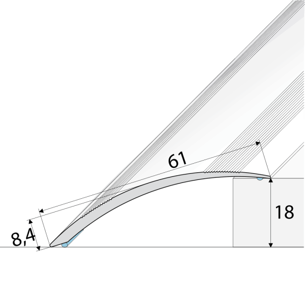 A49 61mm Anodised Aluminium Self Adhesive Door Threshold Ramp Profile - Image 2