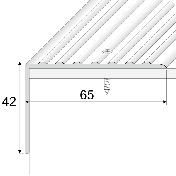 A32 65 x 42mm Anodised Aluminium Non Slip Ribbed Treads Stair Nosing Edge Trim - Image 2