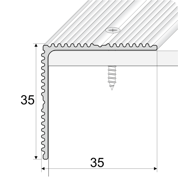 A34 35 x 35mm Anodised Aluminium Non Slip Ribbed Treads Stair Nosing Edge Trim - Image 2