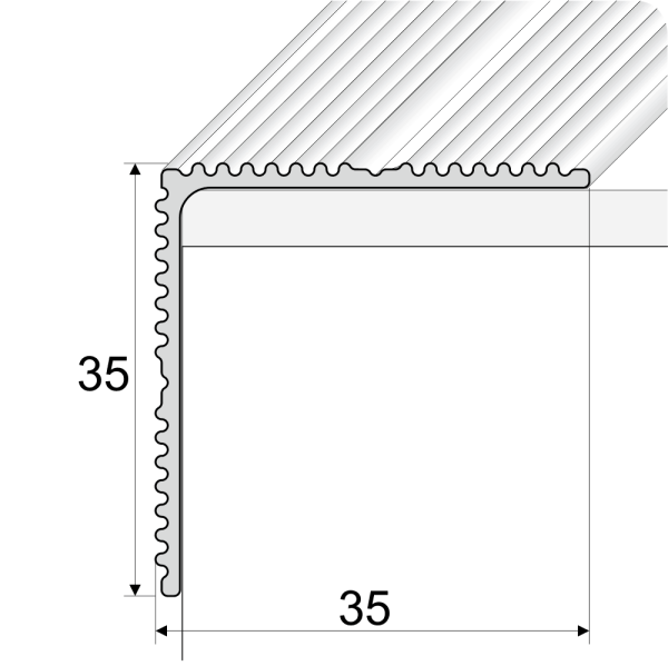 A34 35 x 35mm Anodised Aluminium Self Adhesive Non Slip Ribbed Treads Stair Nosing Edge Trim - Image 2