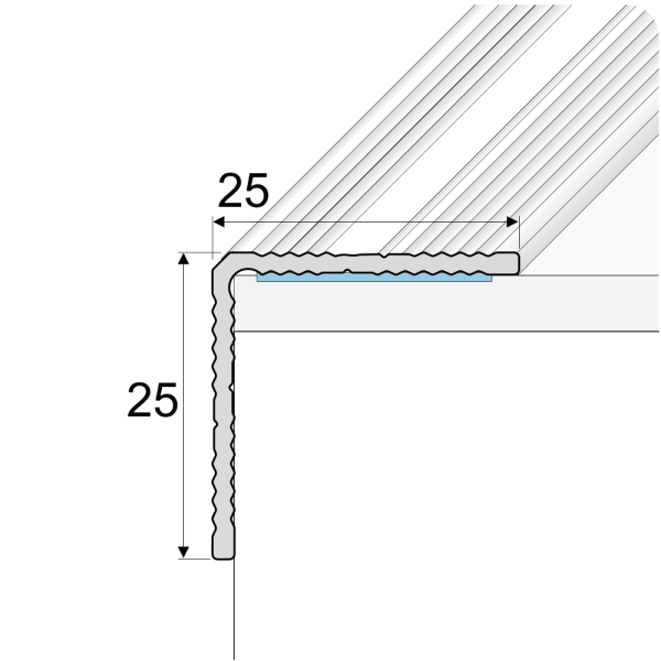 A40 25 x 25mm Anodised Aluminium Non Slip Ribbed Treads Stair Nosing Edge Trim - Image 2