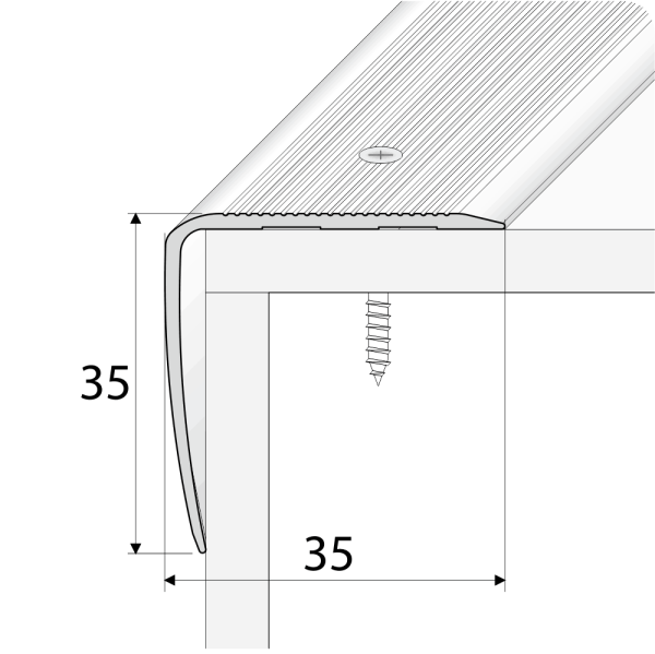 A41 35 x 35mm Anodised Aluminium Non Slip Ribbed Treads Stair Nosing Edge Trim - Image 2