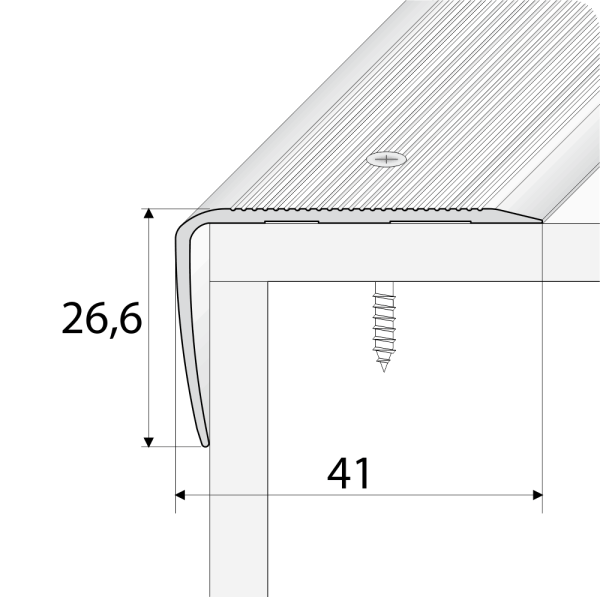 A42 41 x 26.6mm Anodised Aluminium Non Slip Ribbed Treads Stair Nosing Edge Trim - Image 2