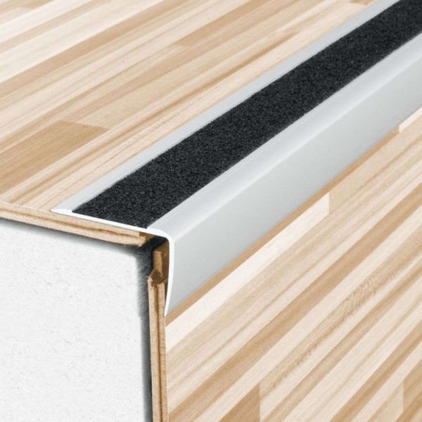 A44 41 x 26.6mm Anodised Aluminium Non Slip Stair Nosing Edge Trim With Tape