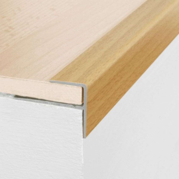 A60 15 x 22mm Push-In Aluminium Wood Effect Stair Nosing Edge Trim