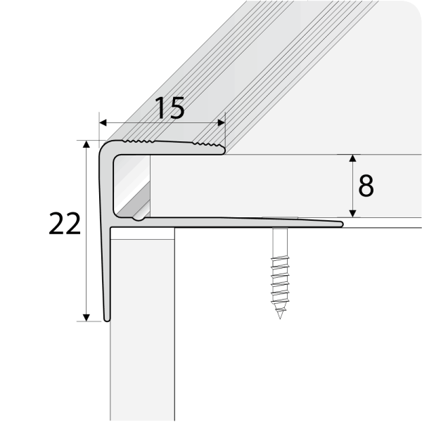 A60 15 x 22mm Push-In Aluminium Wood Effect Stair Nosing Edge Trim - Image 2