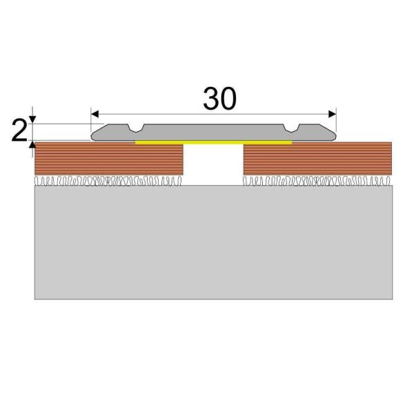 A02 30mm Aluminium Wood Effect Flat Self Adhesive Door Threshold Strip - Image 2