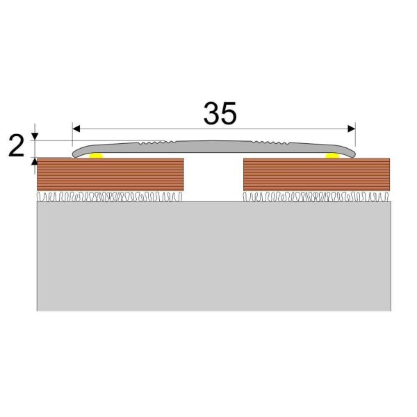 A08 35mm Aluminium Wood Effect Flat Self Adhesive Door Threshold Strip - Image 2