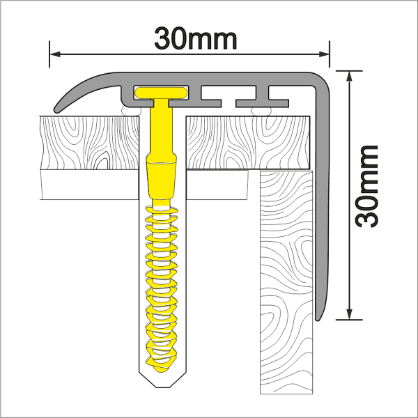 D-K0200 30 x 30mm Pvc Wood Effect Stair Nosing Edge Trim - Image 2