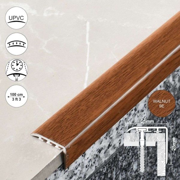 D-K0300 25 x 25mm Pvc Wood Effect Stair Nosing Edge Trim - Image 5