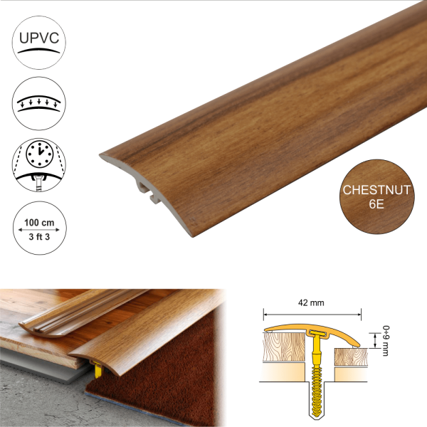 D-P0200 42mm Pvc Wood Effect Door Threshold Strip - Image 3