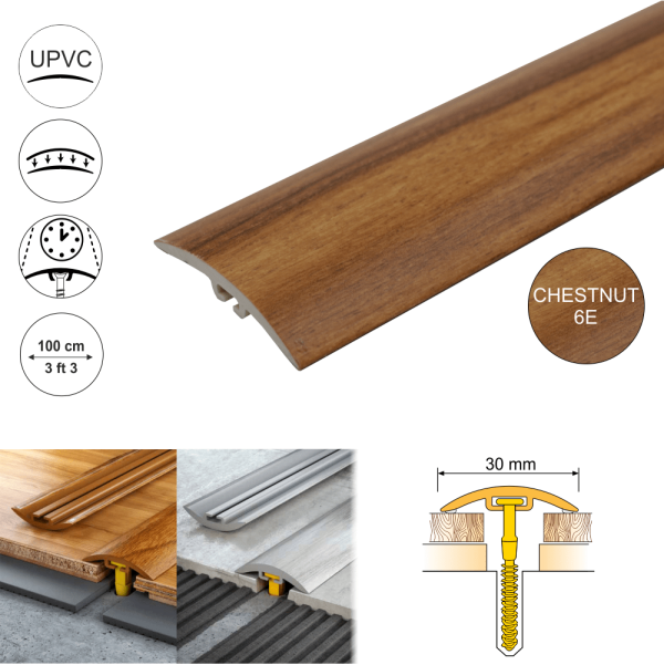 D-P0300 30mm Pvc Wood Effect Door Threshold Strip - Image 3