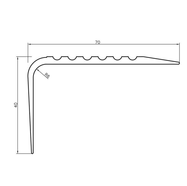 Non-Slip PVC Flexible Stair Nosing 70x40mm 730-RGPD - Image 3