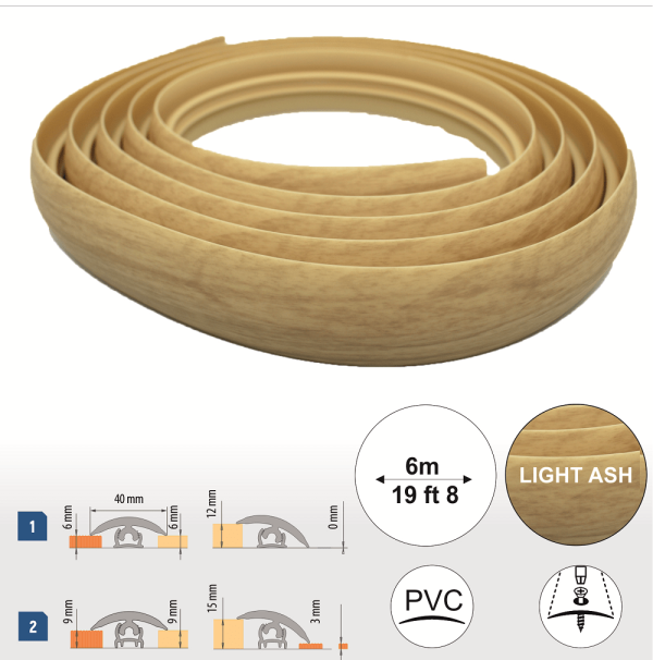 Flex Line 40mm Pvc Flexible Flooring Transition Profile Door Threshold - Image 19