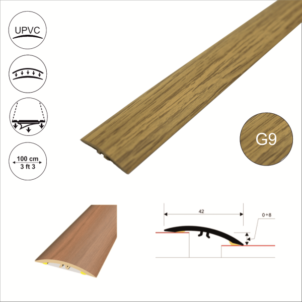 M-M0200 42mm Pvc Wood Effect Flat Self Adhesive Door Threshold Strip - Image 3