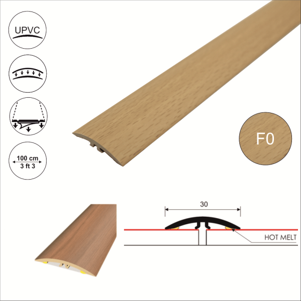 M-M0300 30mm Pvc Wood Effect Flat Self Adhesive Door Threshold Strip - Image 3