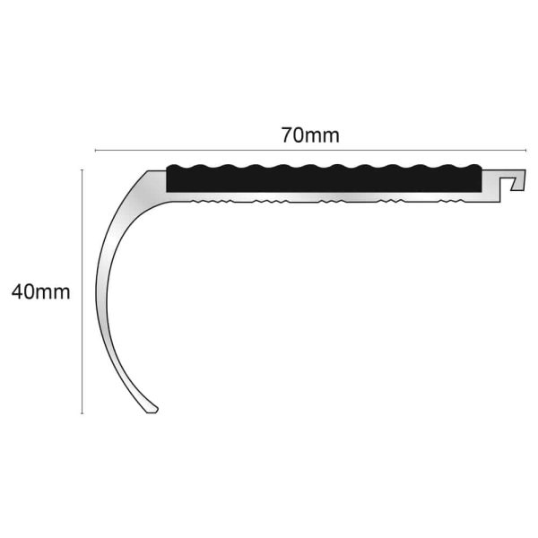 NHD07 – 70 x 40mm – Tredsafe Non Slip Stair Nosing - Image 2