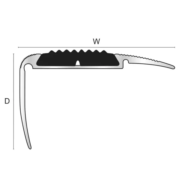 NRE05 – 54 x 30mm Non Slip Aluminium Stair Nosing With Rubber Insert 2.7m - Image 2