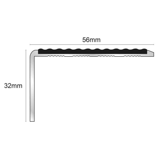 NSL01 Tredsafe 56 x 32mm Aluminium Non Slip Stair Nosing Edge Trim With Pvc Insert - Image 2