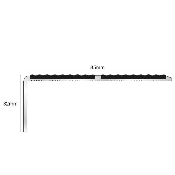 NSL09 Tredsafe 85 x 32mm Aluminium Non Slip Stair Nosing Edge Trim With Pvc Insert - Image 2