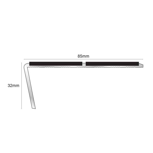 NSL10 85 x 32mm Aluminium Non Slip Stair Nosing Edge Trim With Pvc Insert - Image 2