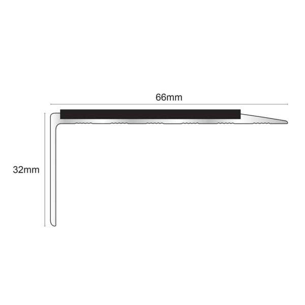 NSL15 66 x 32mm Aluminium Non Slip Stair Nosing Edge Trim With Pvc Insert - Image 2