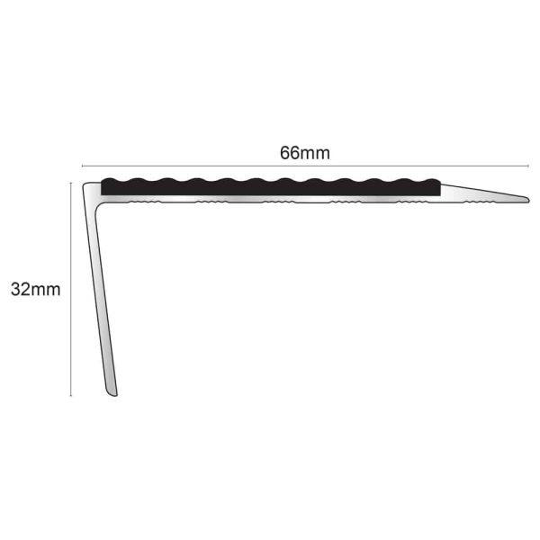 NSL16 Tredsafe 66 x 32mm Aluminium Non Slip Stair Nosing Edge Trim With Pvc Insert - Image 2