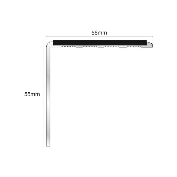 NSL19 56 x 55mm DDA Compliant Aluminium Non Slip Stair Nosing Edge Trim With Pvc Insert - Image 2