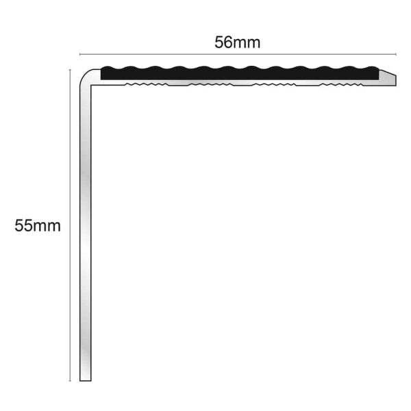 NSL19 Tredsafe 56 x 55mm DDA Compliant Aluminium Non Slip Stair Nosing Edge Trim With Pvc Insert - Image 2