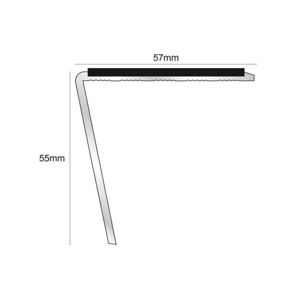 NSL20 57 x 55mm DDA Compliant Aluminium Non Slip Stair Nosing Edge Trim With Pvc Insert - Image 2