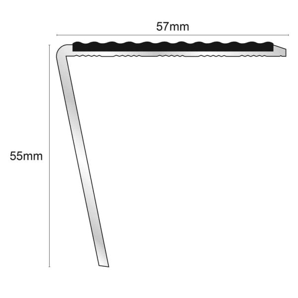 NSL20 Tredsafe 57 x 55mm DDA Compliant Aluminium Non Slip Stair Nosing Edge Trim With Pvc Insert - Image 2