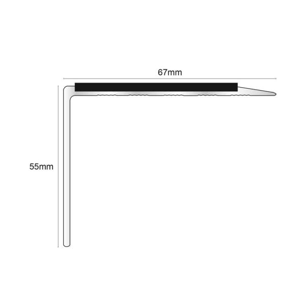 NSL21 67 x 55mm DDA Compliant Aluminium Non Slip Stair Nosing Edge Trim With Pvc Insert - Image 3