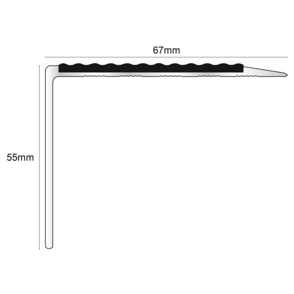 NSL21 Tredsafe 67 x 55mm DDA Compliant Aluminium Non Slip Stair Nosing Edge Trim With Pvc Insert - Image 2