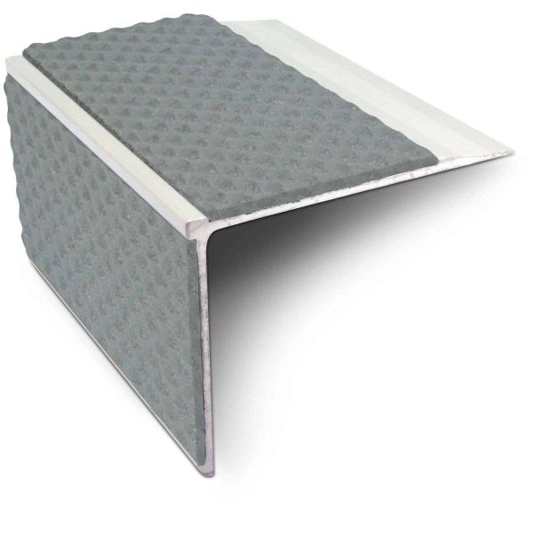 NSL27 Tredsafe 75mm x 58mm DDA Compliant Aluminium Non Slip Stair Nosing Edge Trim With Pvc Insert