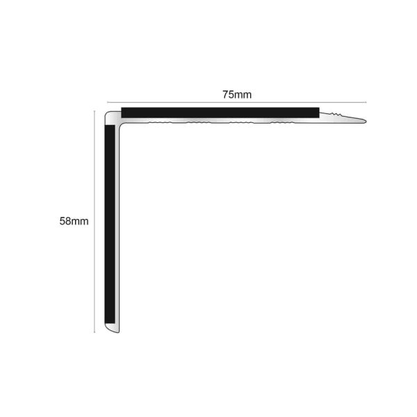 NSL27 75mm x 58mm DDA Compliant Aluminium Non Slip Stair Nosing Edge Trim With Pvc Insert - Image 2